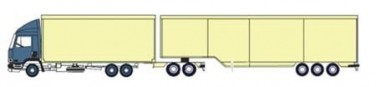 3 Lkw mit Untersetzachse und Sattelanhanger